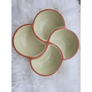 Val do Sol Portugal Divided Serving Bowl‎ - Green & Terracotta Appetizer Dish